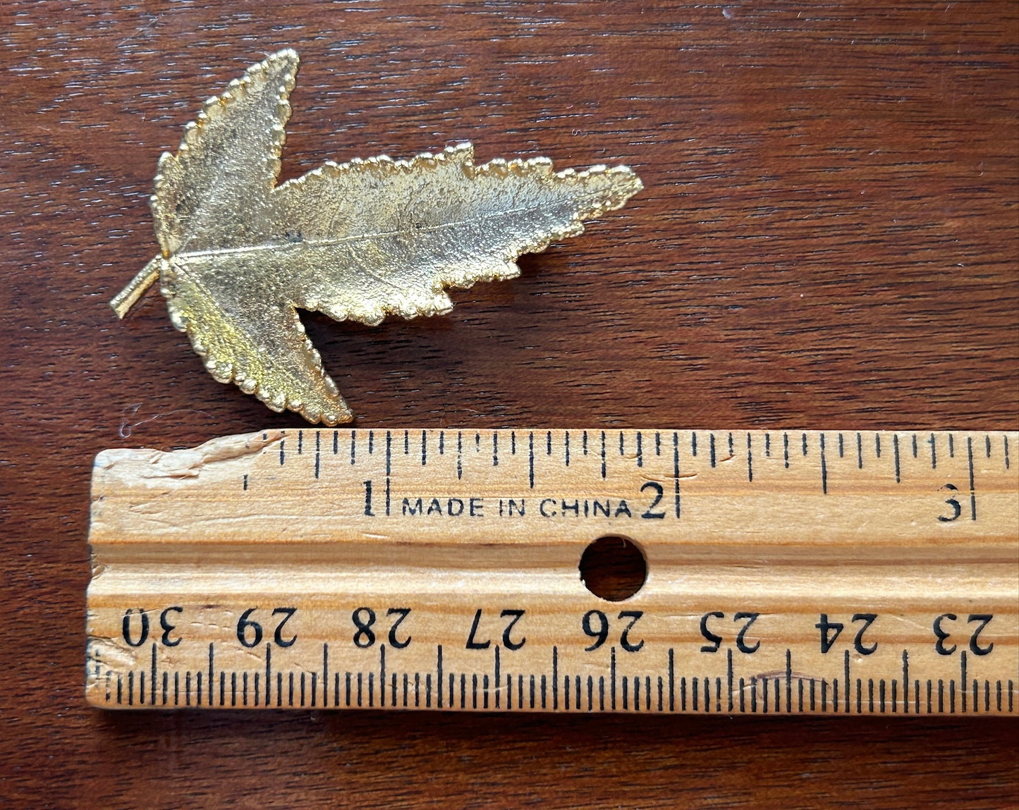 Vintage Vienna Wood Leaves 24k Gold Plated Made in Austria Leaf Brooch Pin