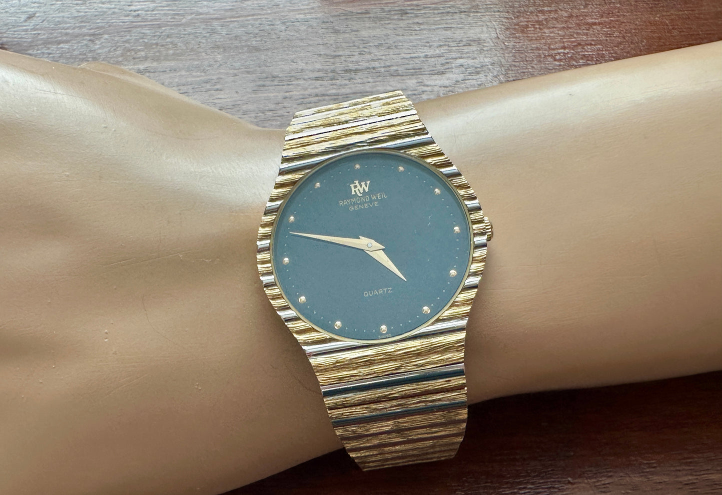Vintage Raymond Weil 18k Yellow Gold Electro Gold Plate Wristwatch in Box
