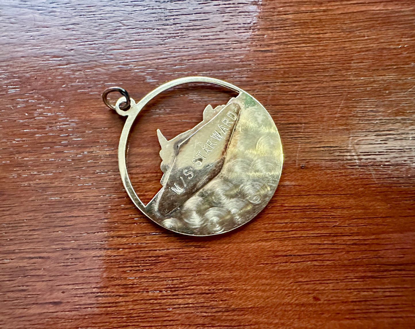 Vintage 10k Yellow Gold M/S Starward Souvenir Ship Charm Pendant Fob