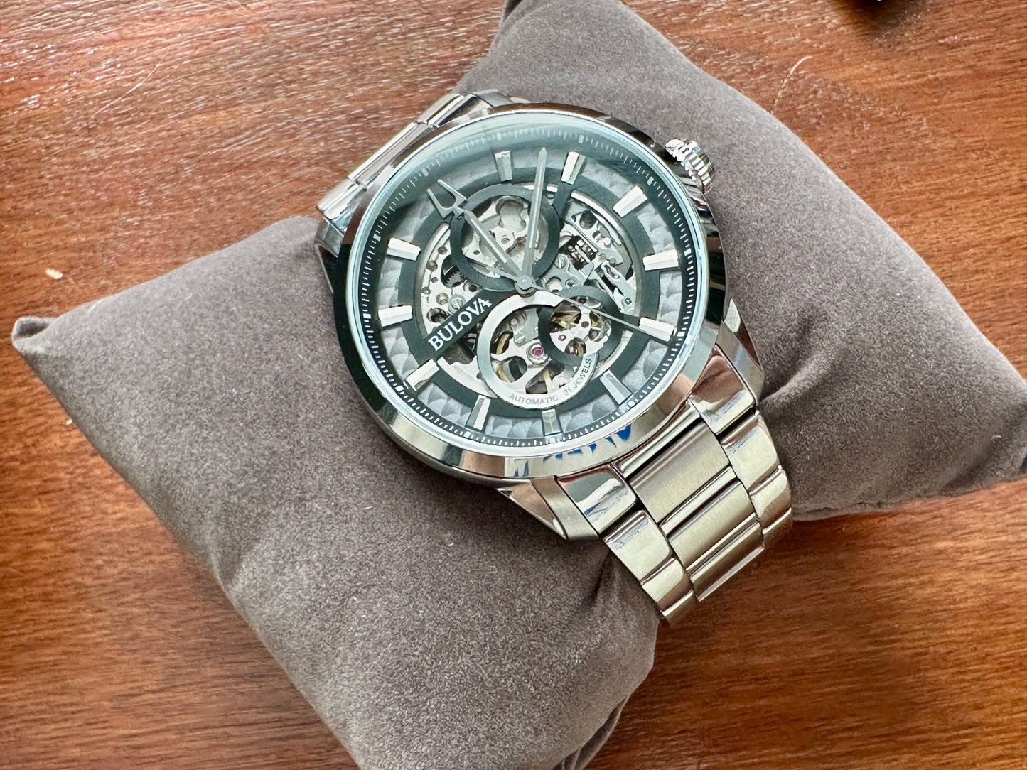 Mens Bulova Mens Classic Sutton Automatic Skeleton Silver Wristwatch C8771058