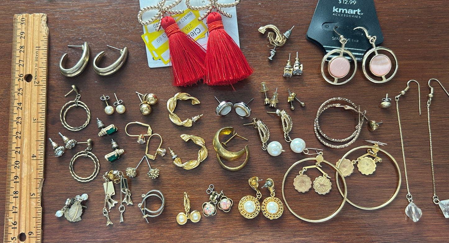 Vintage to Now Pierced Earrings Earring Lot Classic Gold Tone Hoops Faux Pearl