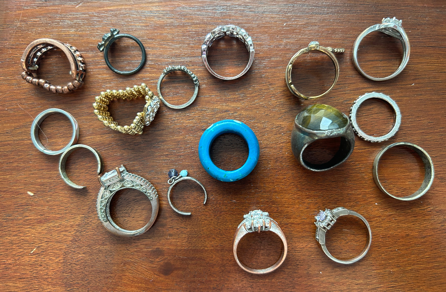 Vintage to Now Fashion Costume Ring Lot Band Hearts Rhinestones Silver Gold Tone