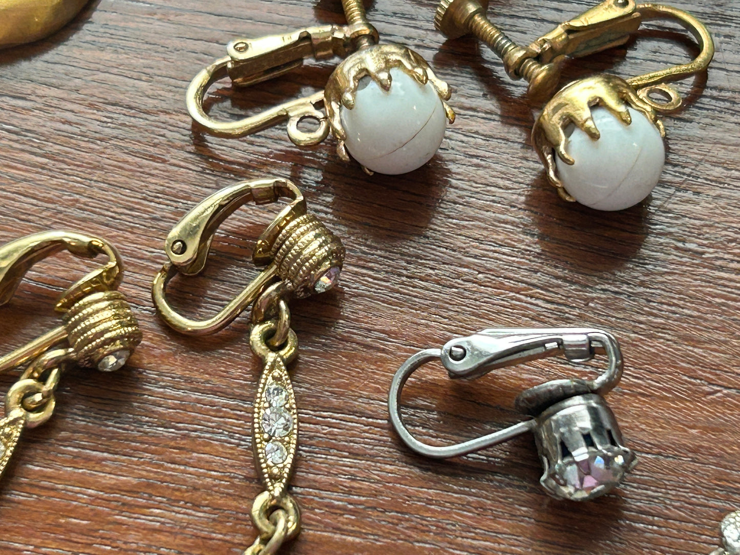 Vintage to Now Clip on Earring Earrings Lot Statement Brushed Gold Modern
