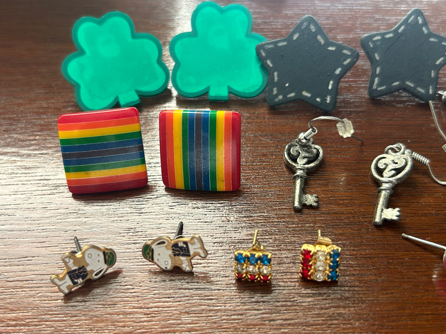 Lot of Vintage to Now Fun Earrings Rainbow Unicorns Snoop Skeleton Key Stars