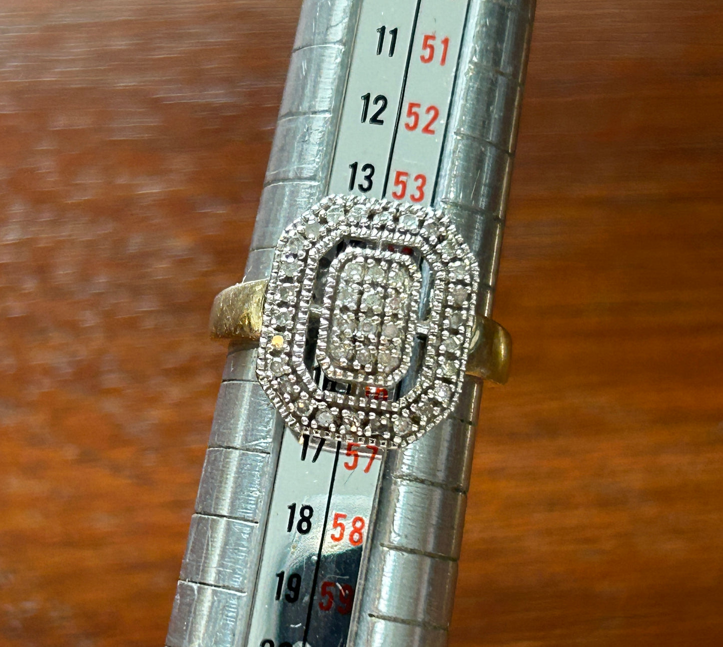 10k Yellow Two Tone Gold Diamond Pave Ring Sz 7