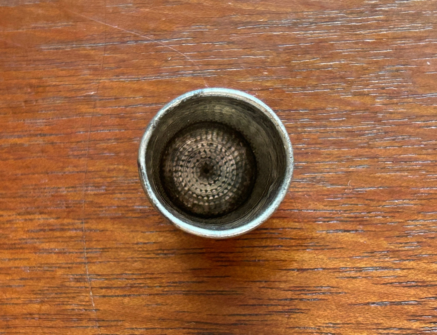 Vintage Antique SC Signed Sterling Silver 925 Sz 10 Thimble Scroll Pattern