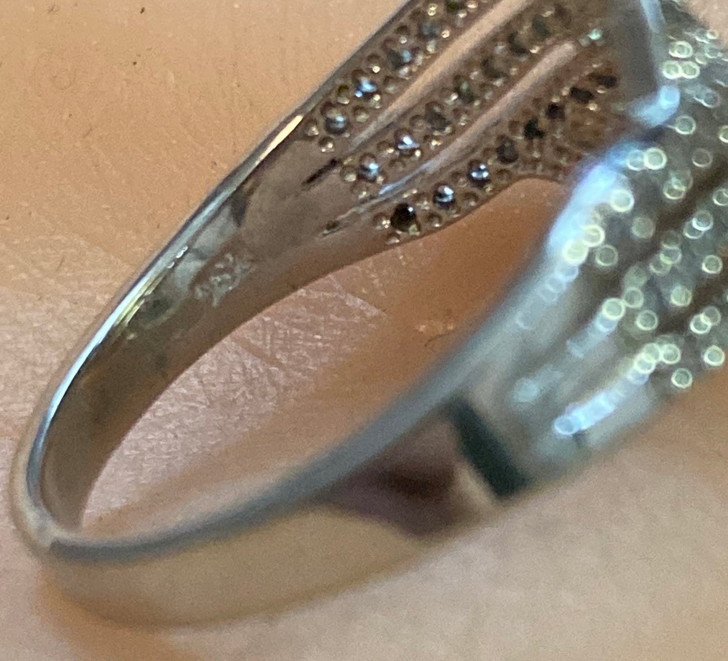 Sterling Silver 925 Rhinestone Pave Bypass Wave Style Ring Sz 10