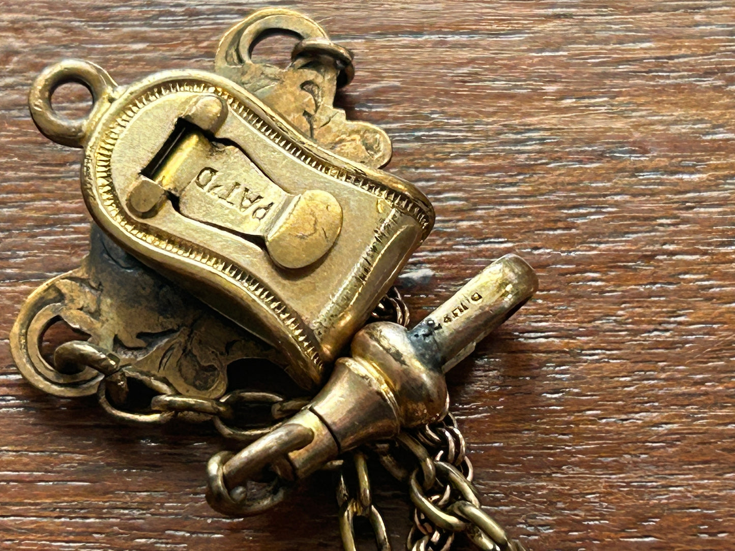Vintage Antique Gold Filled Pocket Watch Chain Fob Clip