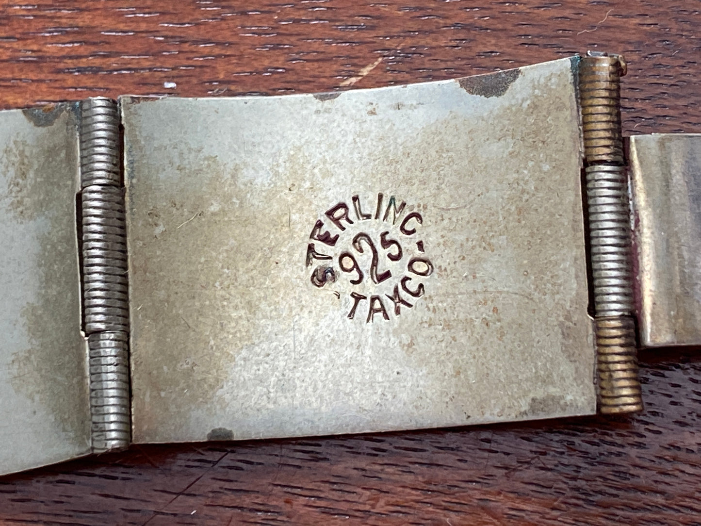 Vintage Taxco Sterling Silver 925 Brass Aztec Panel Bracelet