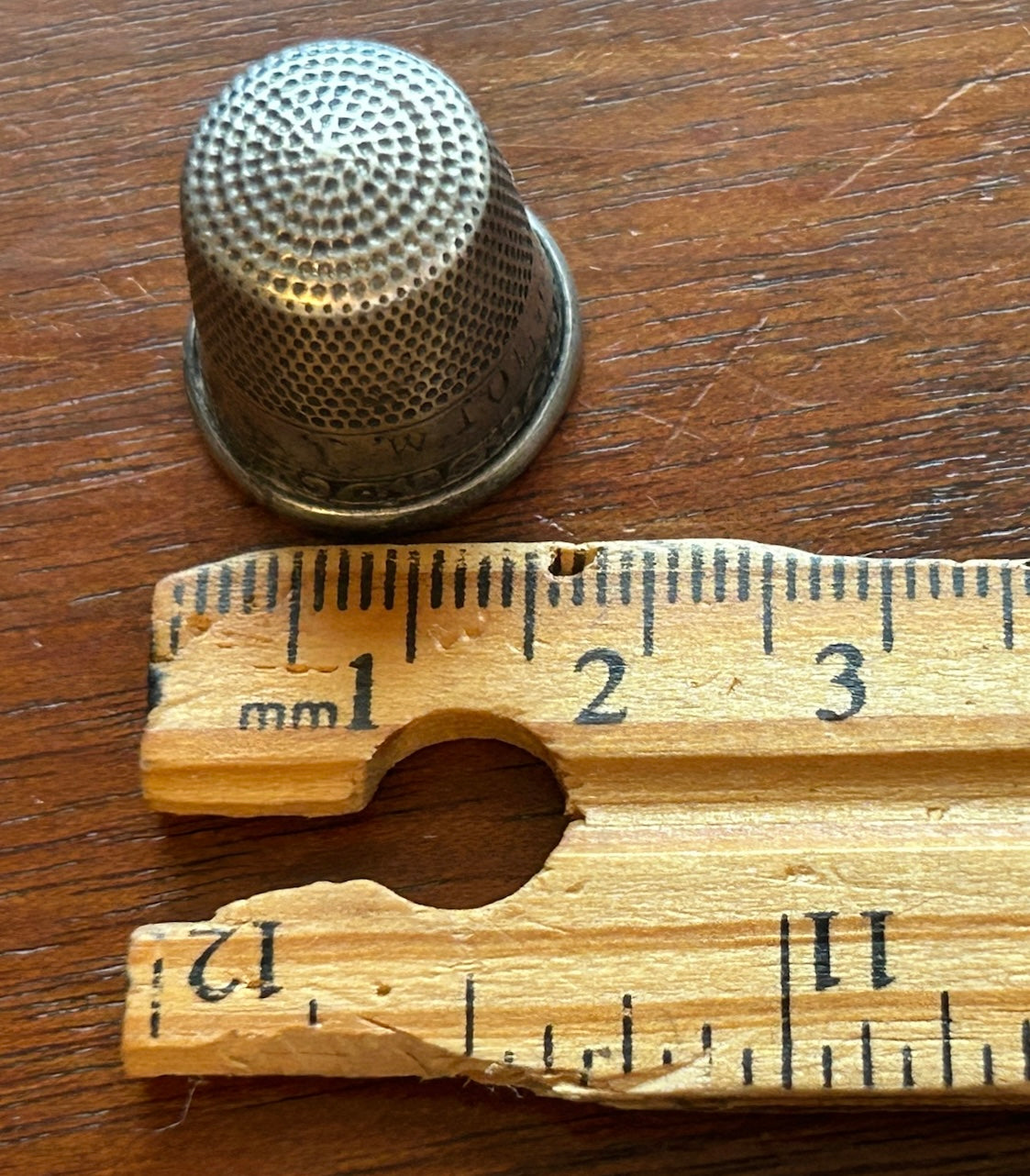 Vintage Antique SC Signed Sterling Silver 925 Sz 10 Thimble Scroll Pattern