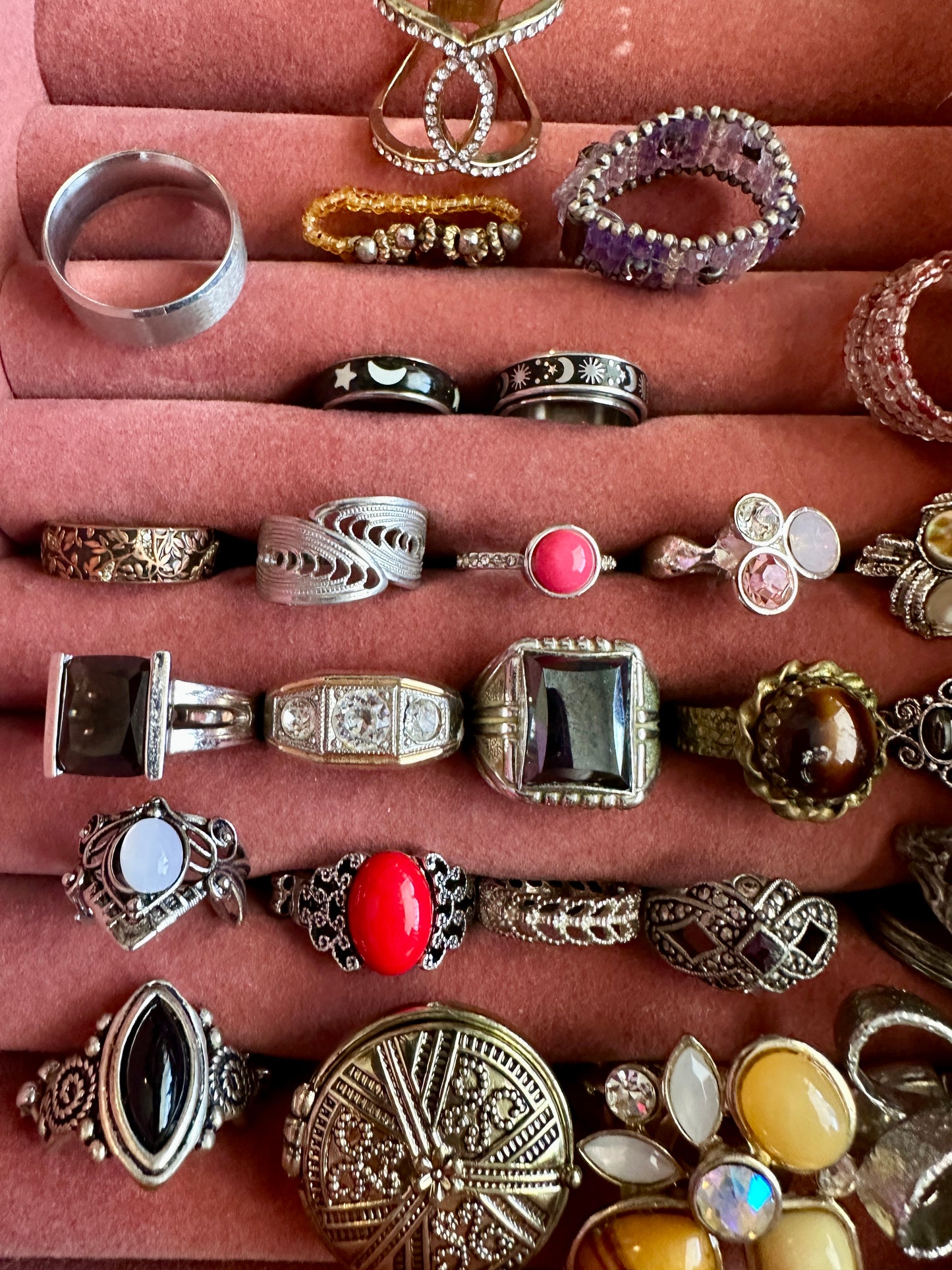 Vintage to Now Ring Lot Costume Fashion Cocktail Cabochon Rhinestone Band
