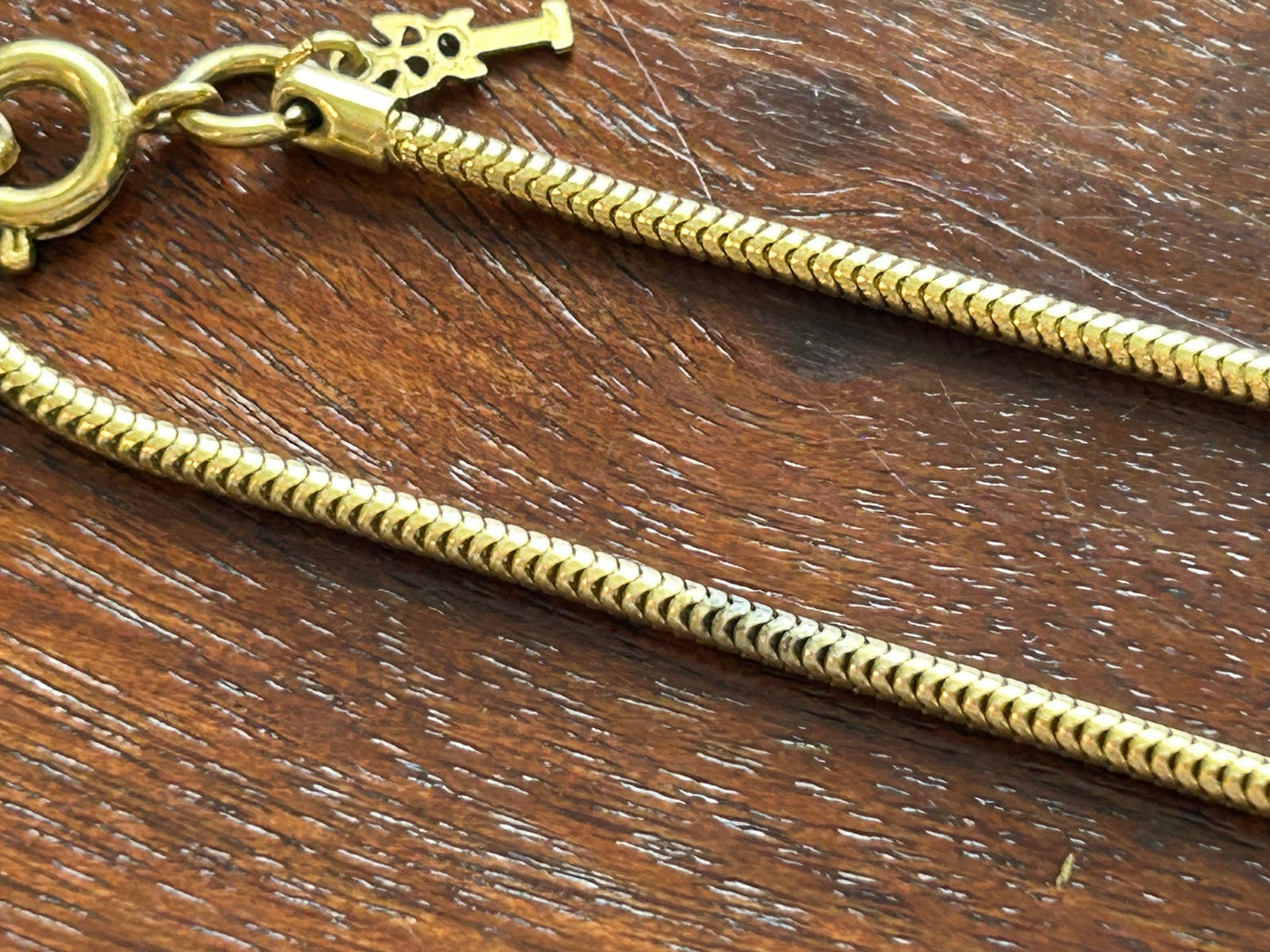 Vintage Trifari Gold Tone Ball Bead Snake 15" Chain Necklace