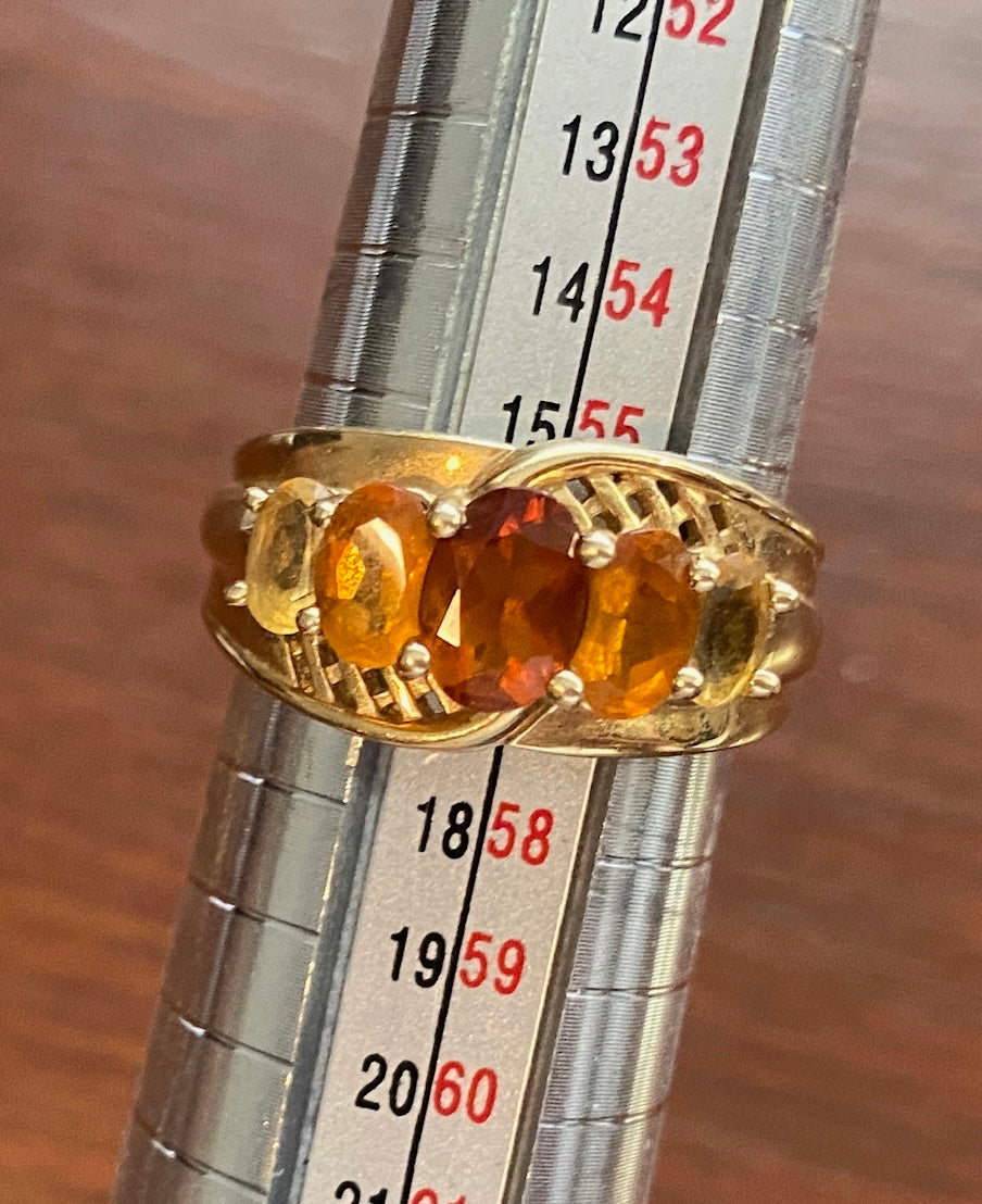 14k Yellow Gold Madeira Citrine Ombre 5 Stone Ring Sz 7.75