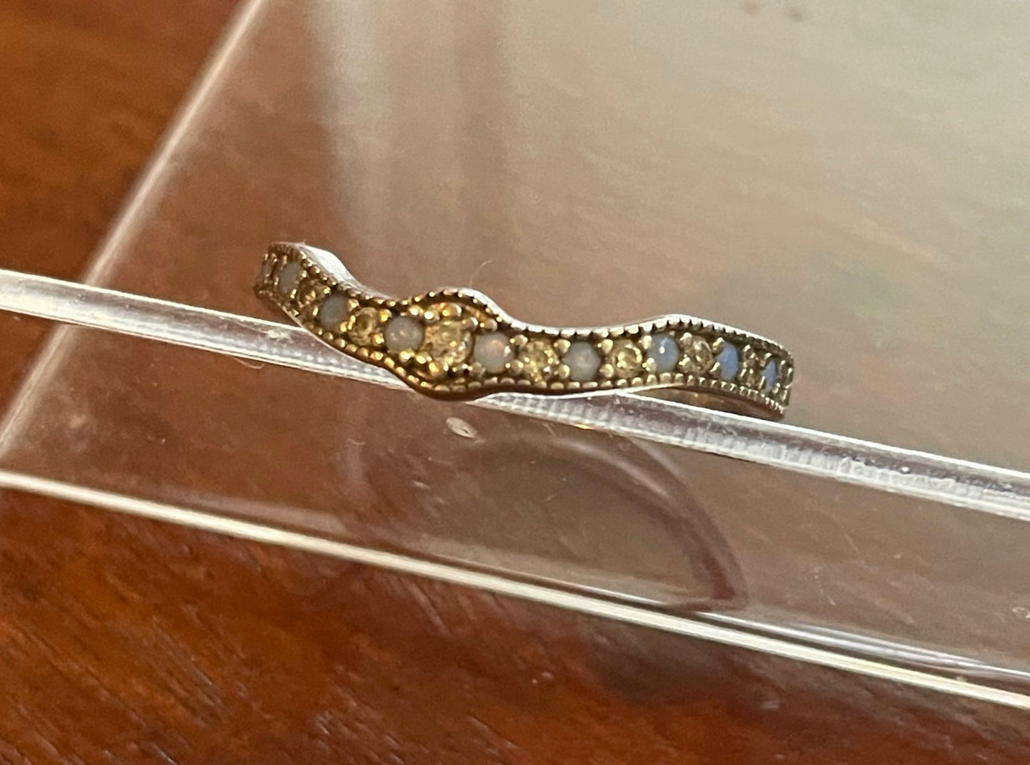 Sterling Silver Blue White Cubic Zirconia Band Ring Sz 8.5