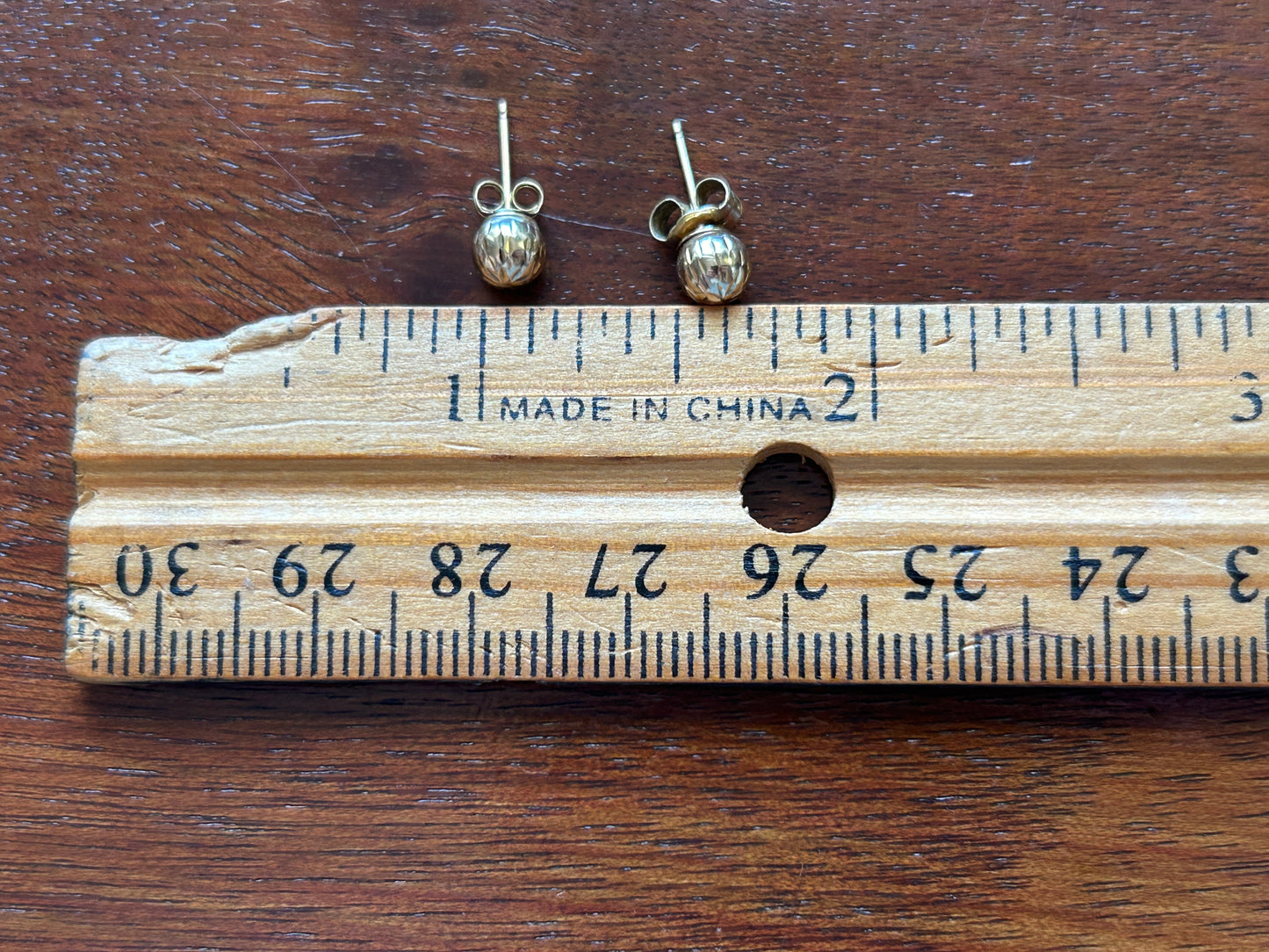 14k Yellow Gold Textured Ball Bead Stud Earrings