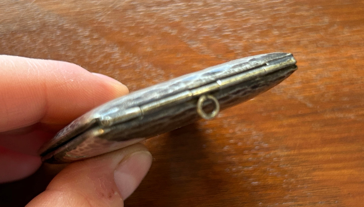 Vintage Antique Silverplate Hinged Case Hammered Finish