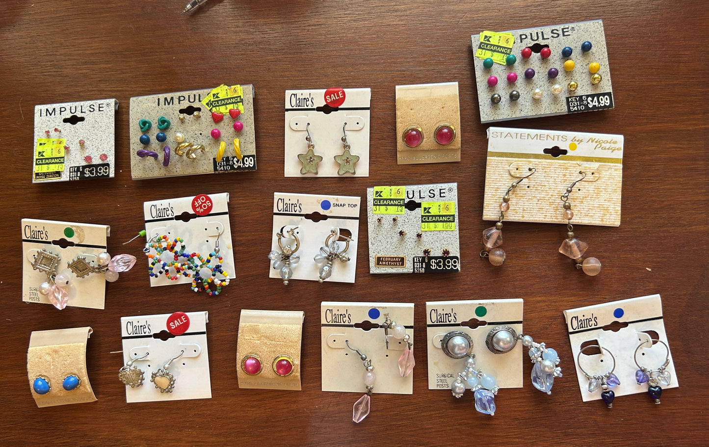 Vintage to Now Pierced Stud Earring Lot Clairs Cute Cabochon