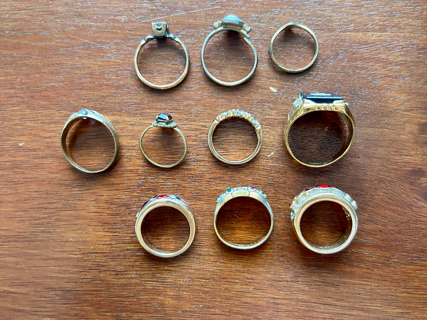 Vintage Lot of Gold Filled Plate Rings Damaged Missing Stones