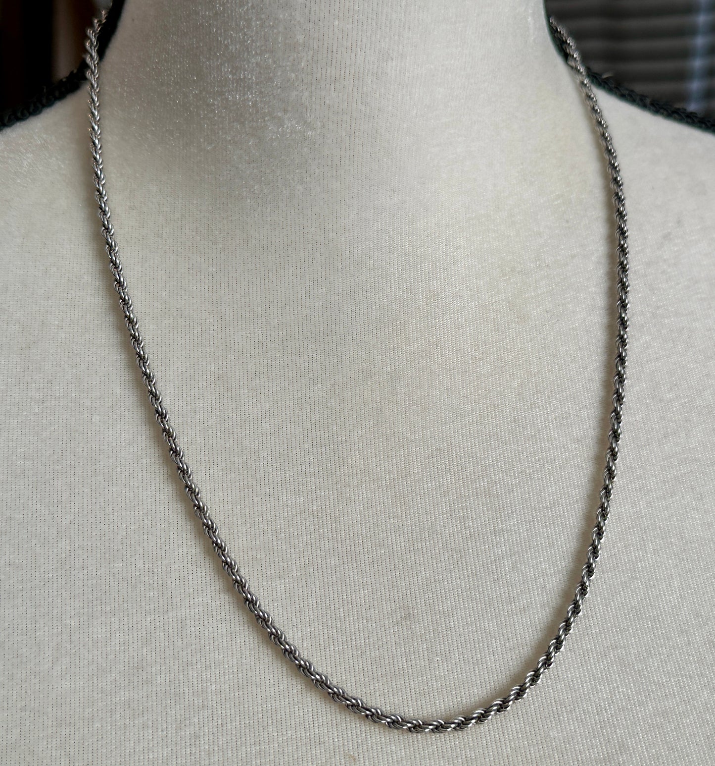 Sterling Silver 925 Heavy Twist Rope Chain Necklace 22" Long