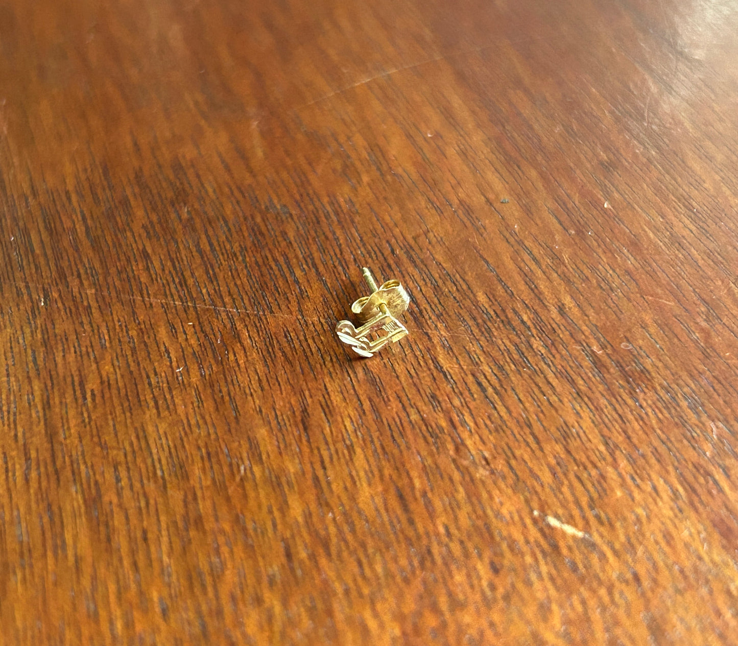 14k Yellow Gold SINGLE Music Note Stud Pierced Earring