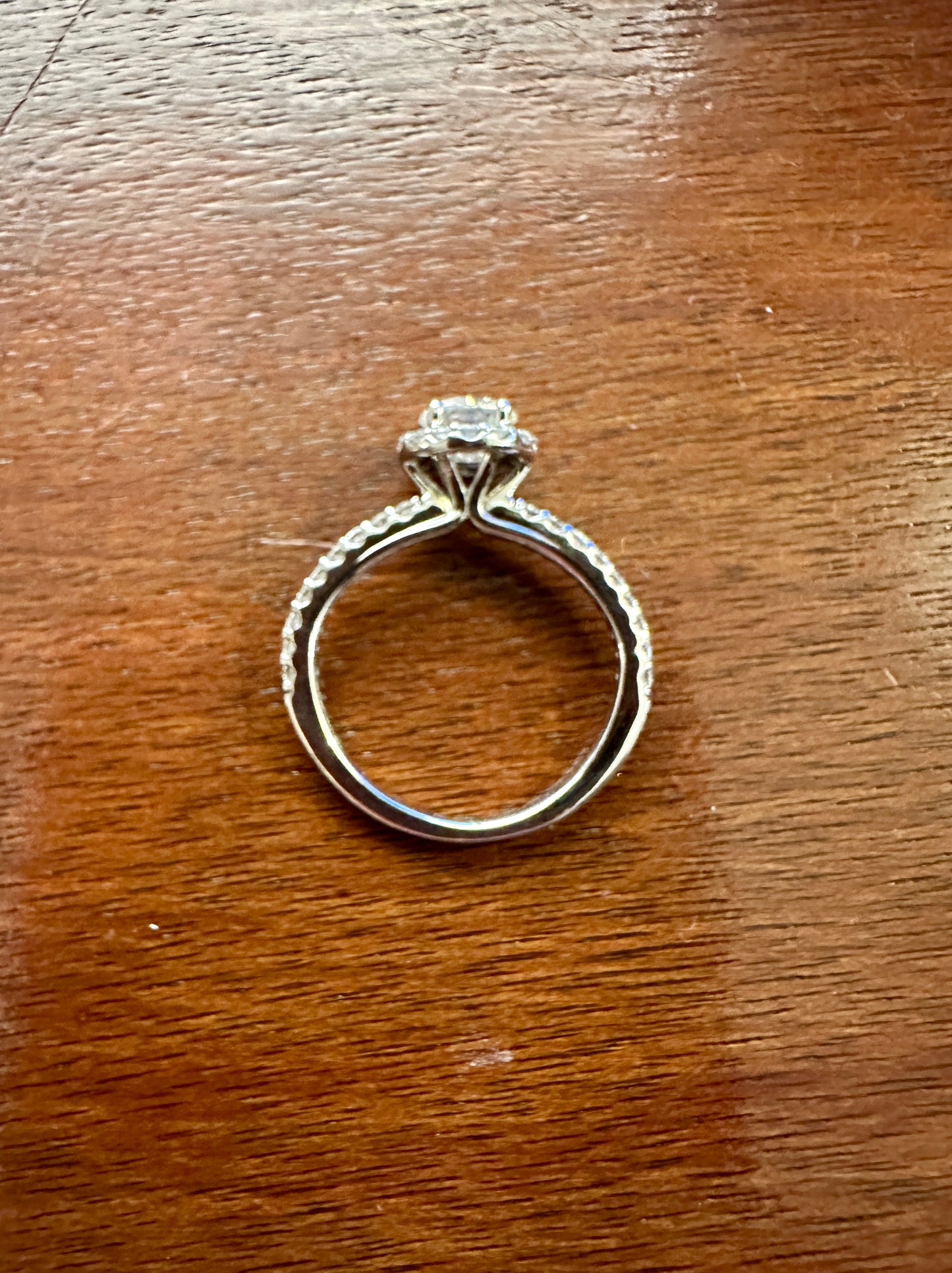Zales 14k White Gold 1ctw Diamond Halo Engagement Ring Sz 4.5