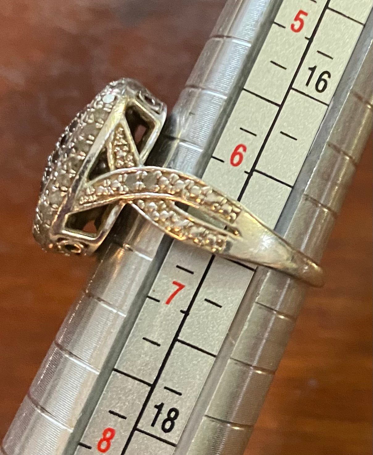 Sterling Silver 925 Black White Pave Diamond Ring Sz 6.5