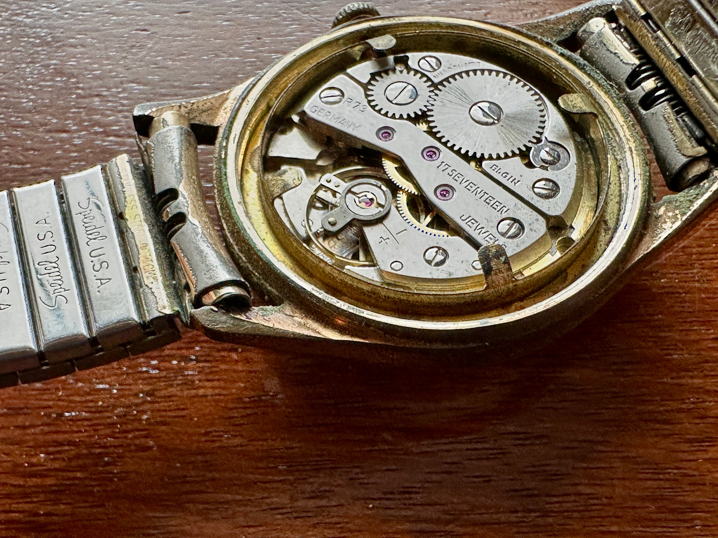 Vintage Elgin Galaxie 17j Manual Wind Day Date Watch Wristwatch 10k Rolled Gold