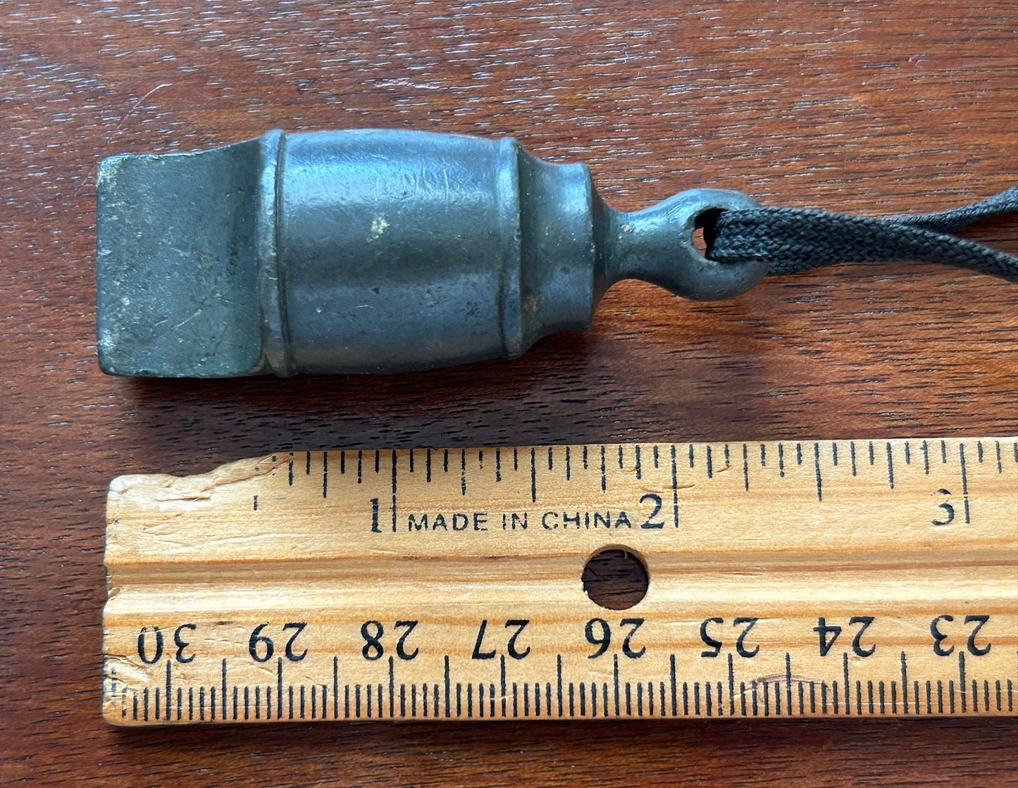 Antique Vintage Heavy Duty Metal Whistle Wood Cork Ball Bead