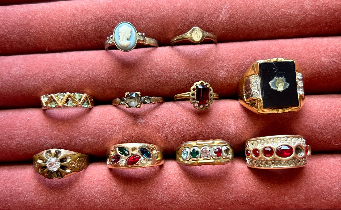 Vintage Lot of Gold Filled Plate Rings Damaged Missing Stones
