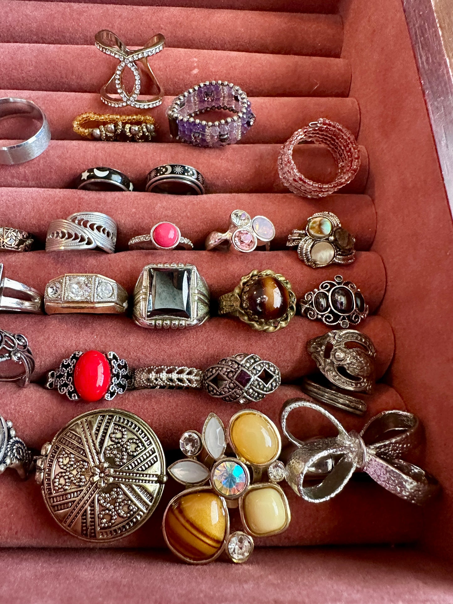 Vintage to Now Ring Lot Costume Fashion Cocktail Cabochon Rhinestone Band