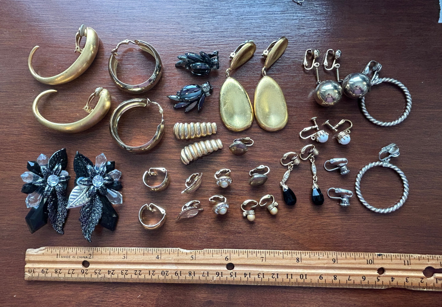Vintage to Now Clip on Earring Earrings Lot Statement Brushed Gold Modern
