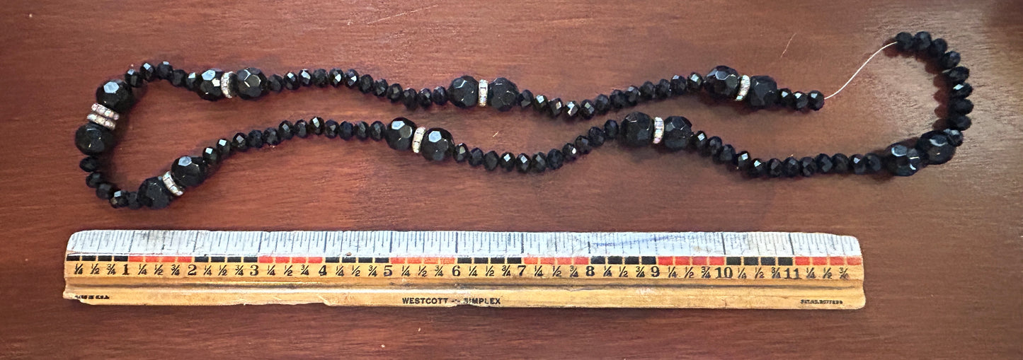 Vintage Faceted Black Bead AB Aurora Borealis Necklace