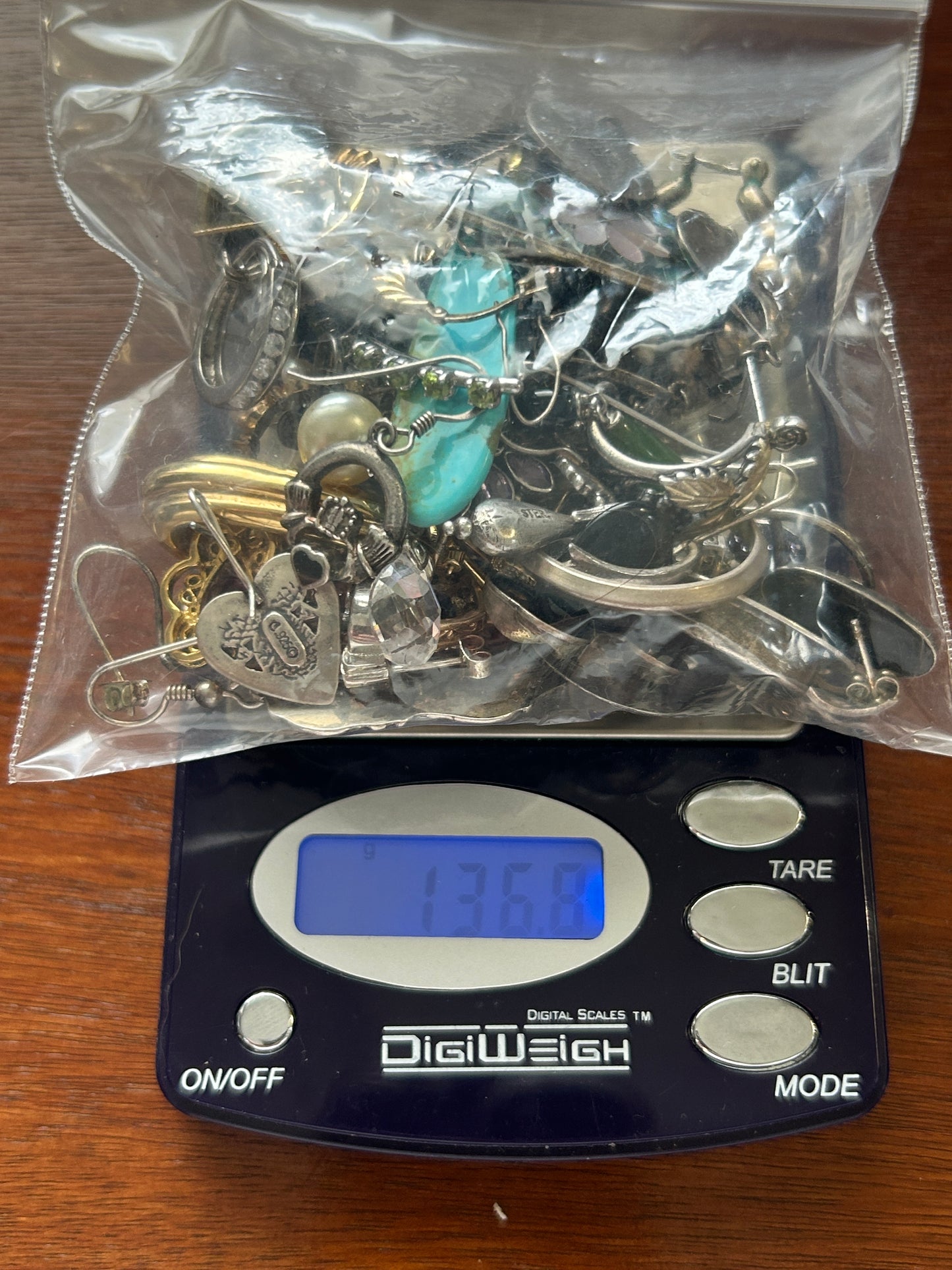 Sterling Silver 925 SINGLE Earring Lot Over 136g Signed Gemstones Turquoise