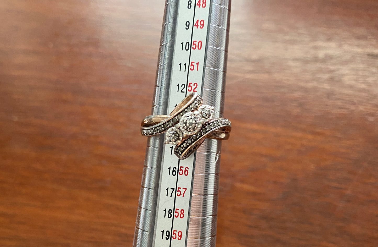 Sterling Silver 925 Diamond Bypass Style Ring Sz 7