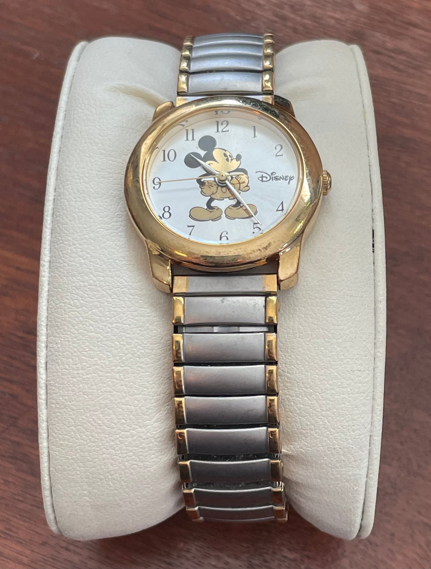 Vintage Disney Mickey Mouse Quartz Gold Silver Tone Wristwatch