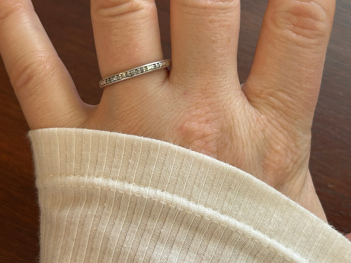 Sterling Silver 925 Diamond Accent Wedding Band Ring Sz 8