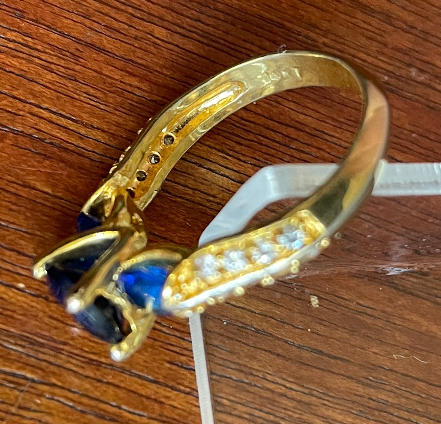 Vintage 14k Yellow Gold Ring Deep Blue Stone Sz 7