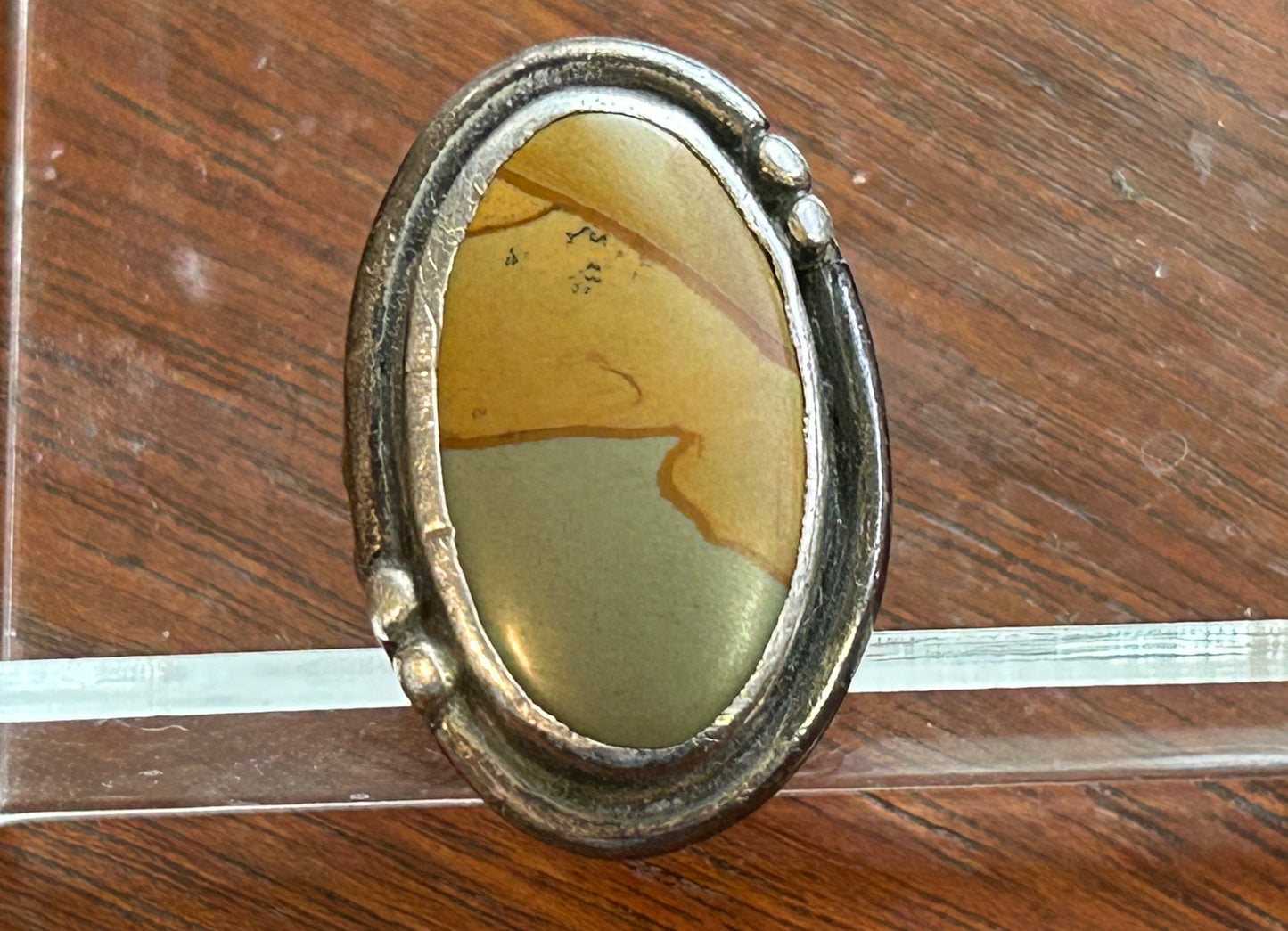 Vintage Sterling Silver 925 Scenic Jasper Agate Ring Sz 5.25