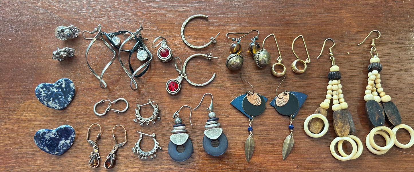Vintage to Now Earring Lot Boho Dangly Pierced Chandelier Copper Gold Ceramic