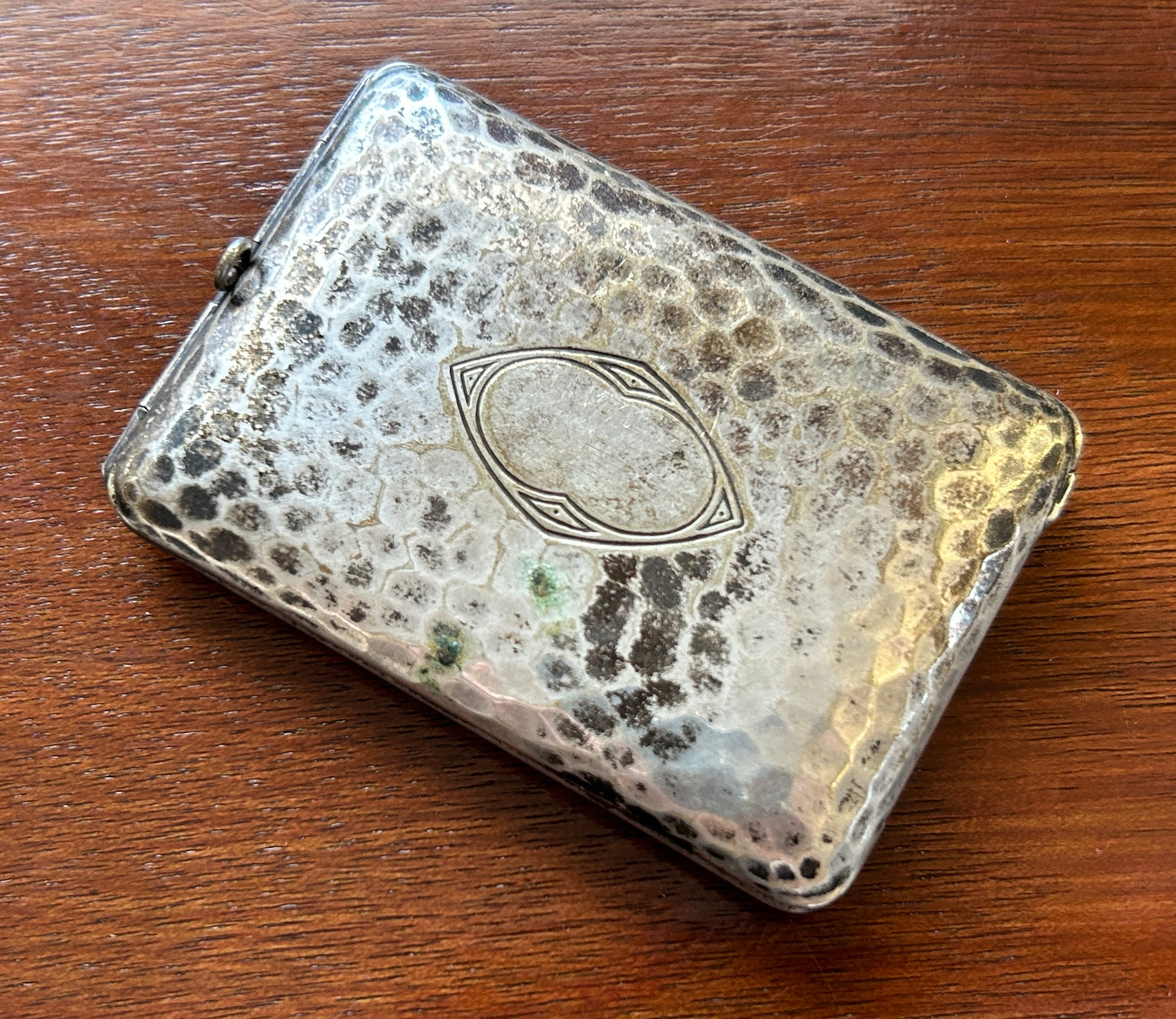 Vintage Antique Silverplate Hinged Case Hammered Finish