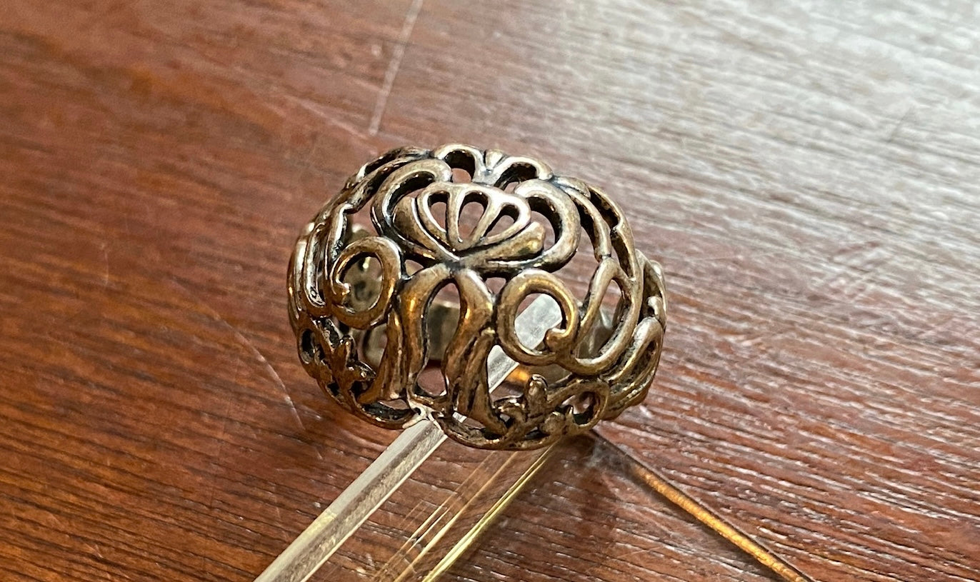 Relios by Carolyn Pollack Sterling Silver 925 Filigree Bombe Ring Sz 9