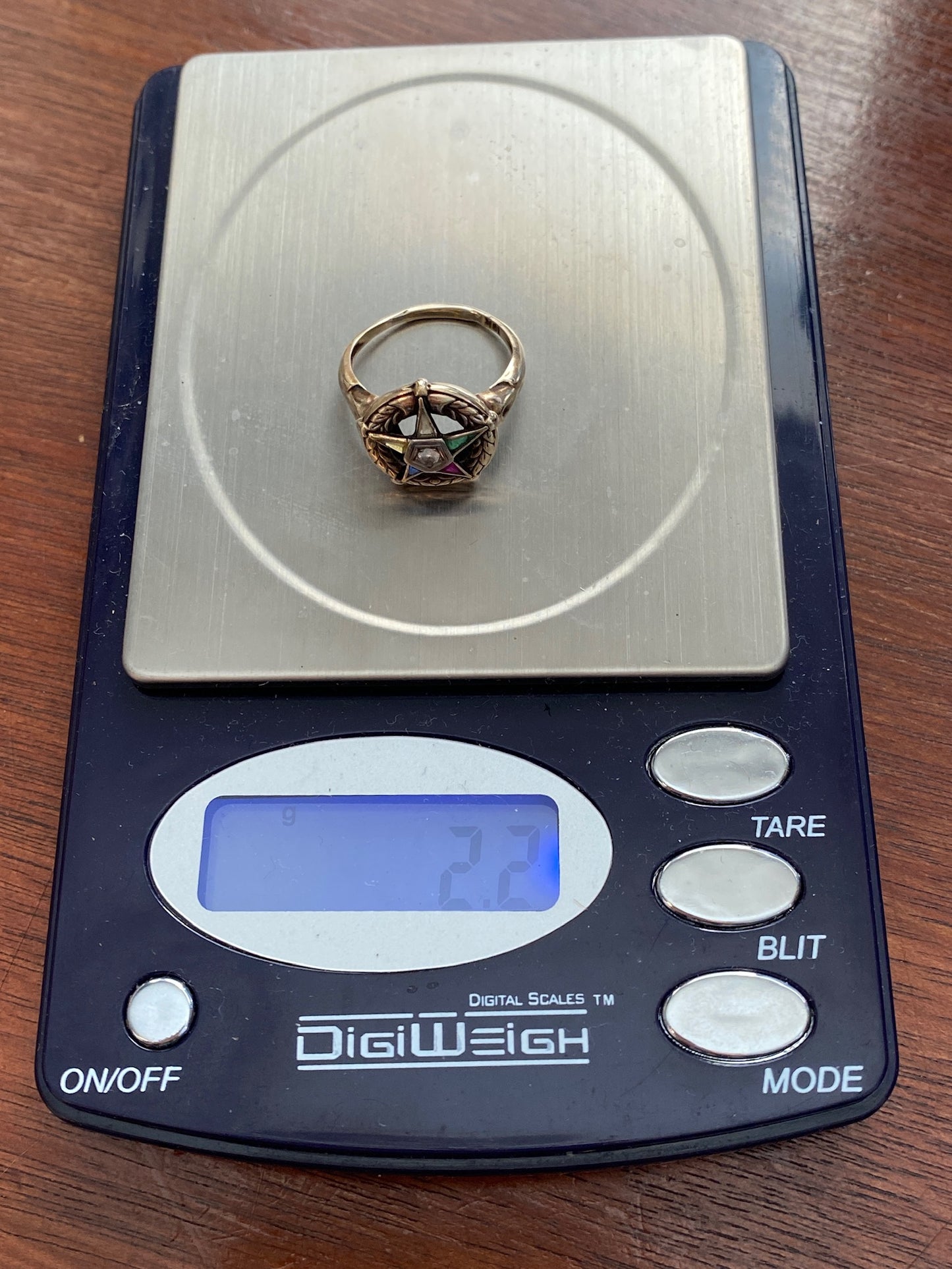 Vintage 10k Yellow Gold Star Glass Stone Ring Sz 6
