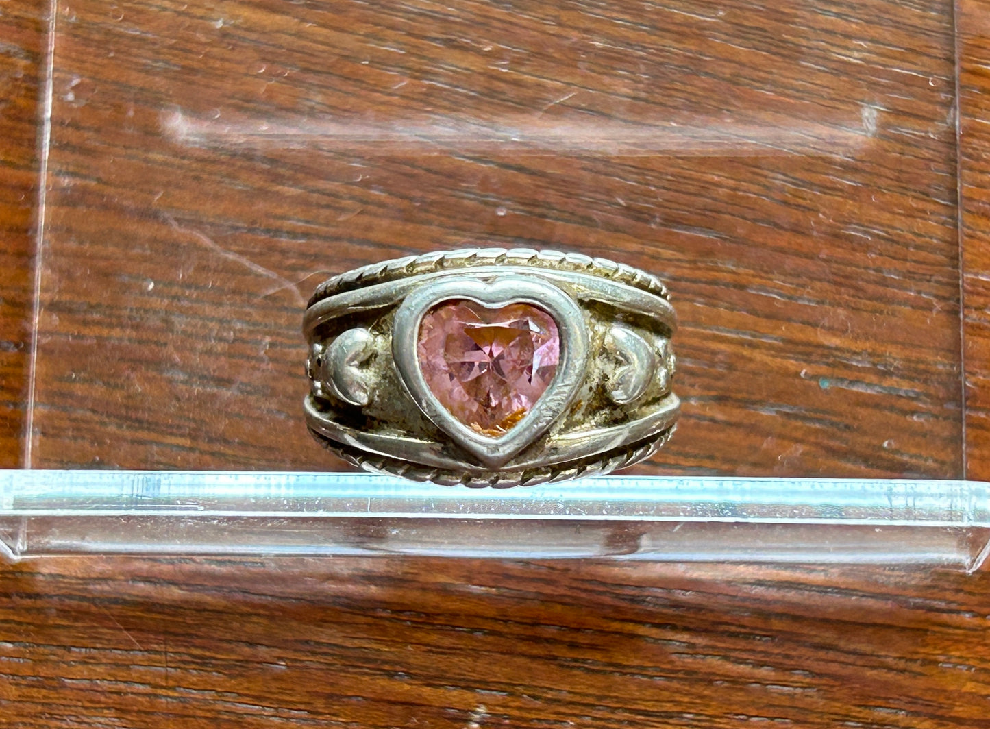 Sterling Silver 925 Heart Shaped CZ Cubic Zirconia Ring Sz 5