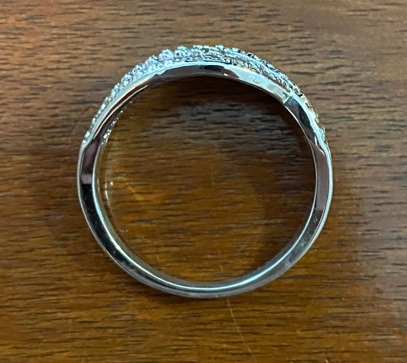 Sterling Silver 925 Rhinestone Pave Bypass Wave Style Ring Sz 10