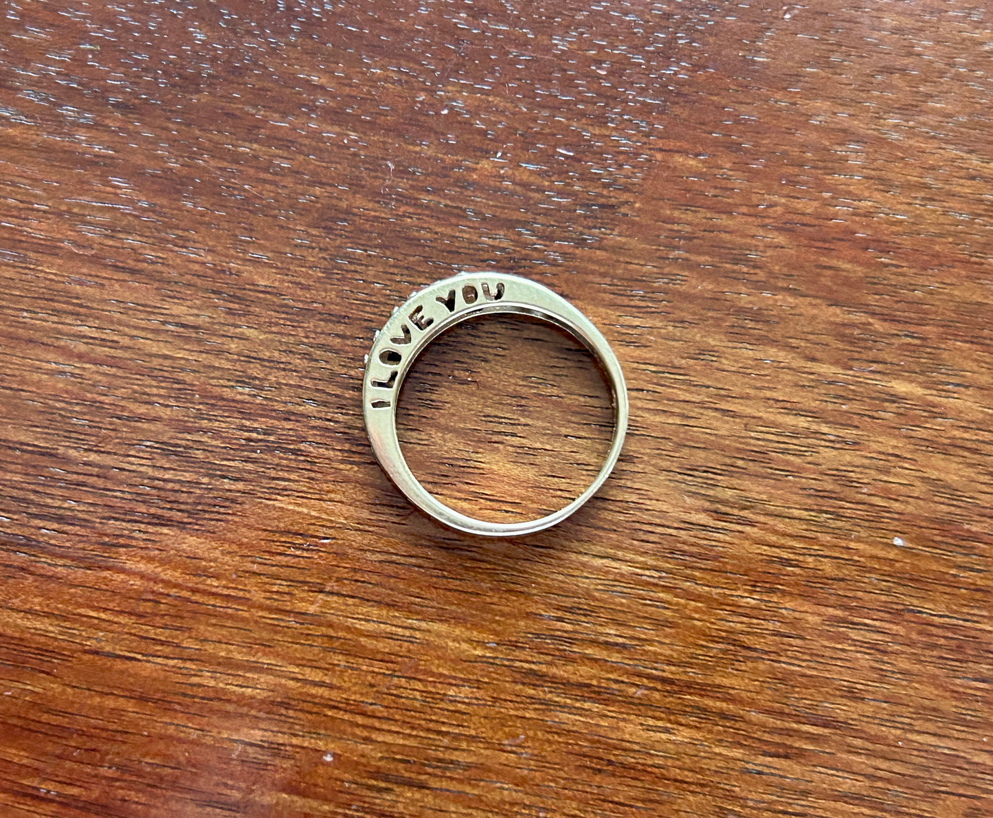 10k Yellow Gold Diamond "I Love You" Band Ring Sz 6.75 Signed PSCO