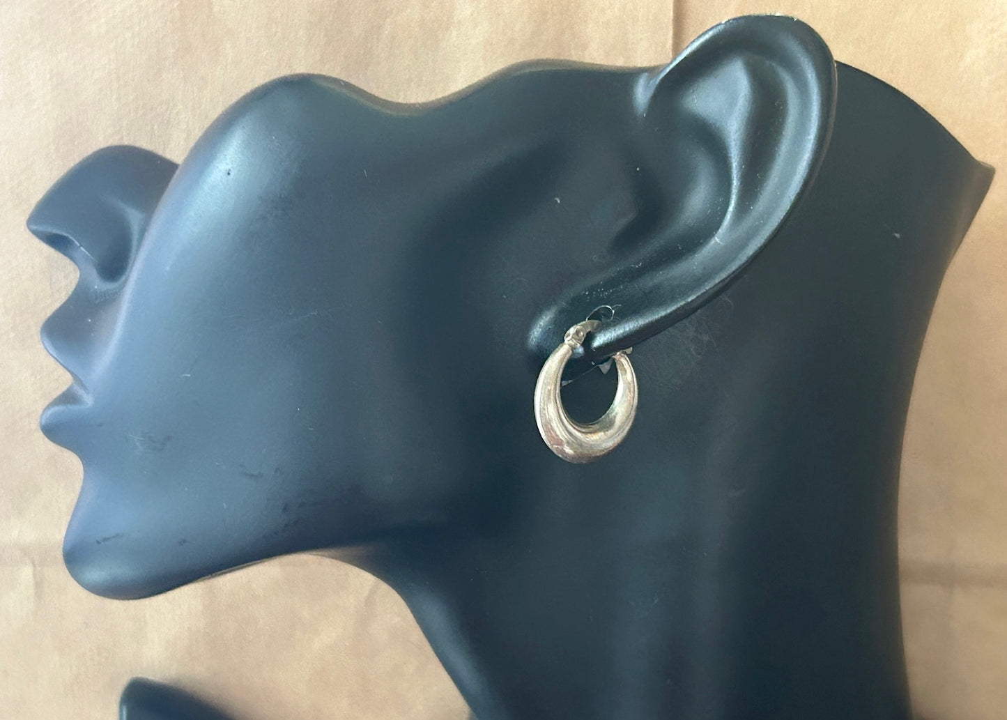 Vintage Sterling Silver 925 Puffy Small Hoop Pierced Earrings