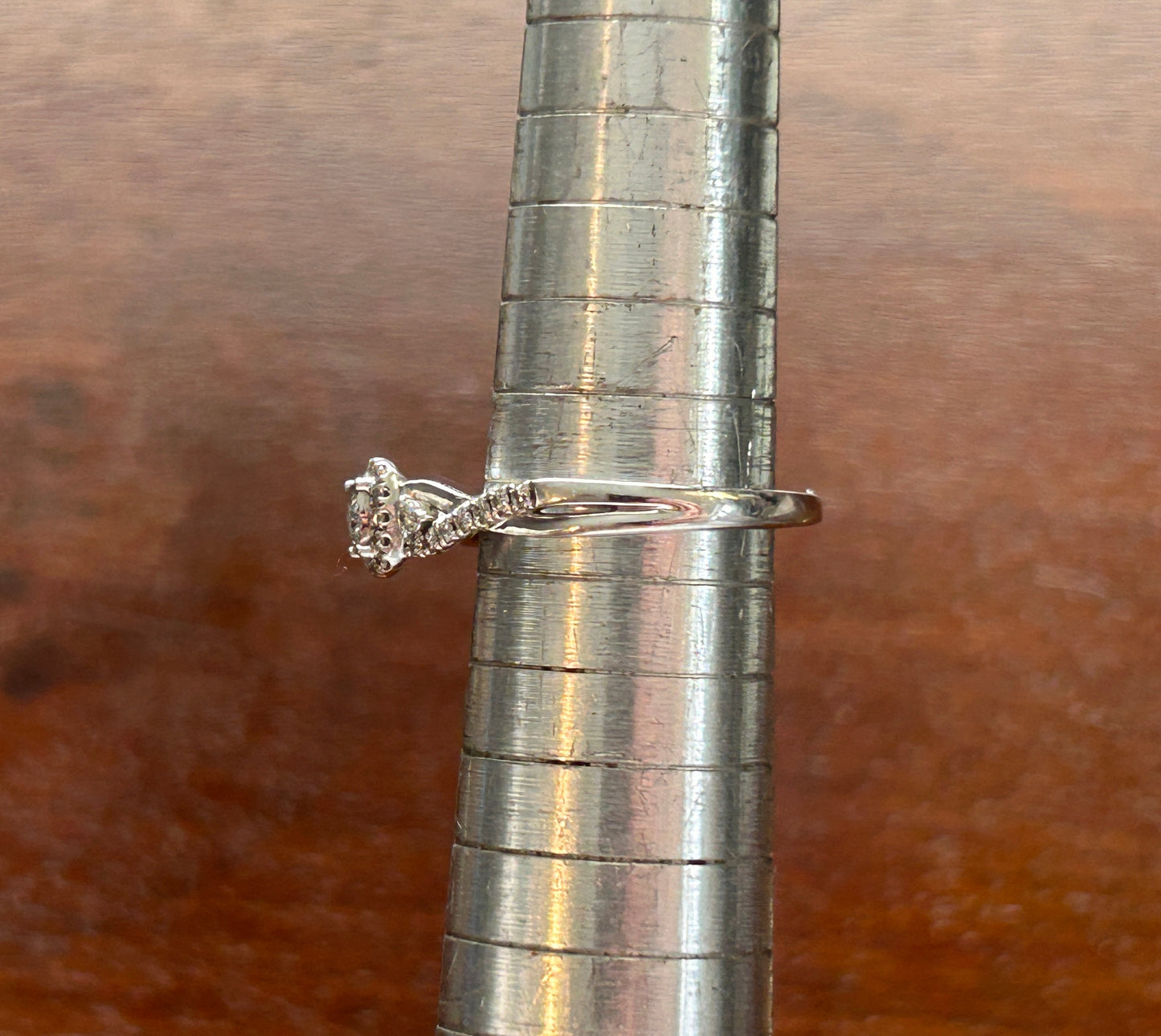 10k White Gold .25ctw Diamond Engagement Ring Sz 6.75 Signed JX