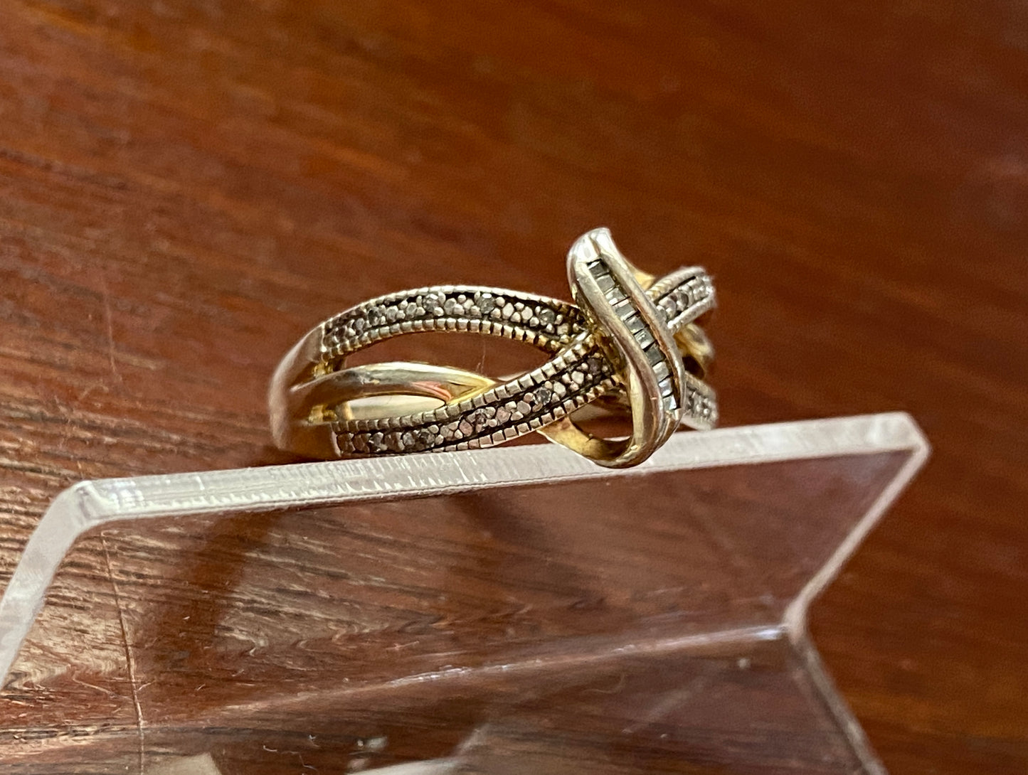 Sterling Silver 925 Baguette Round Diamond Ring Sz 7 Signed SUN
