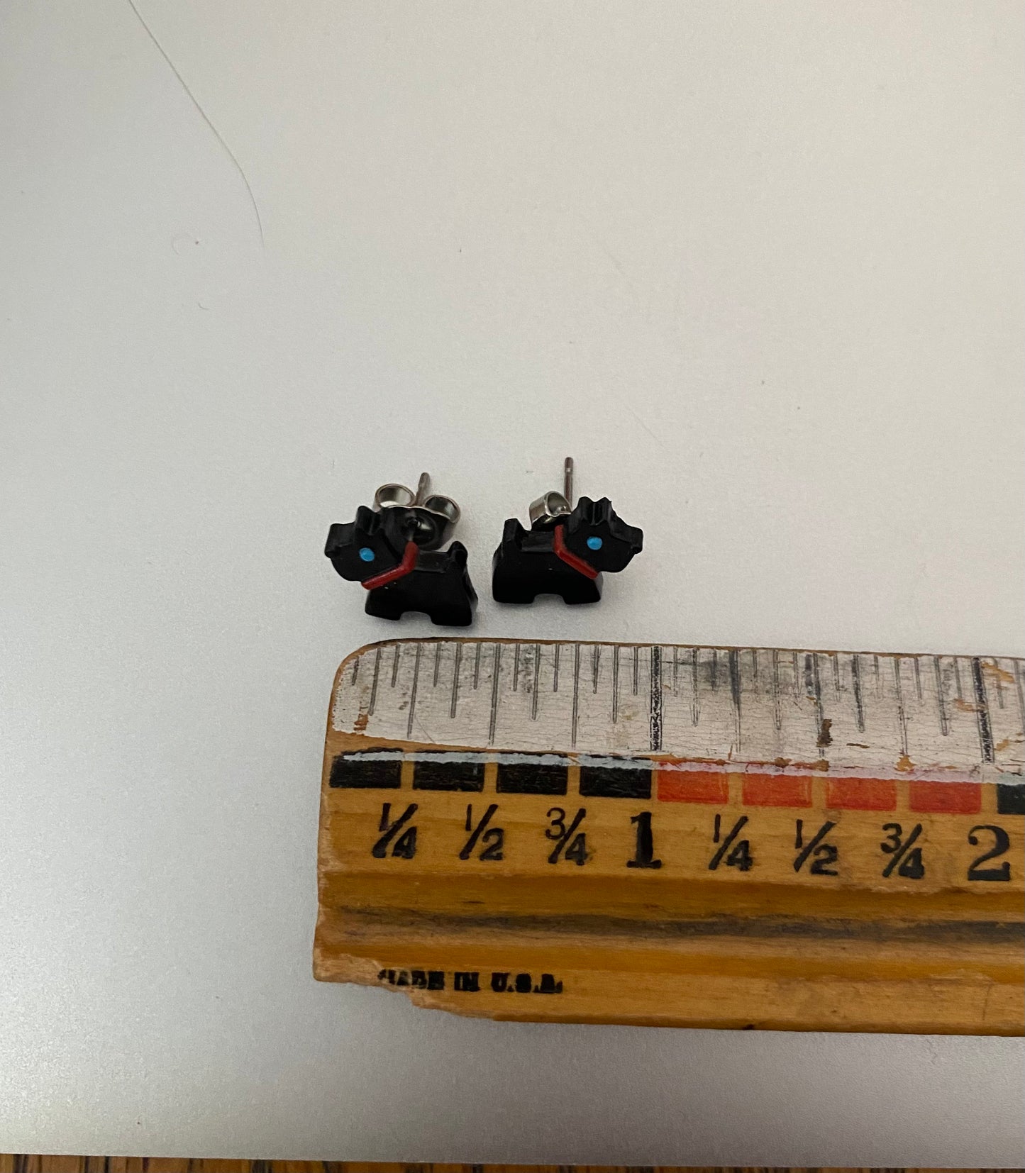 Plastic Black Dog Pierced Earrings