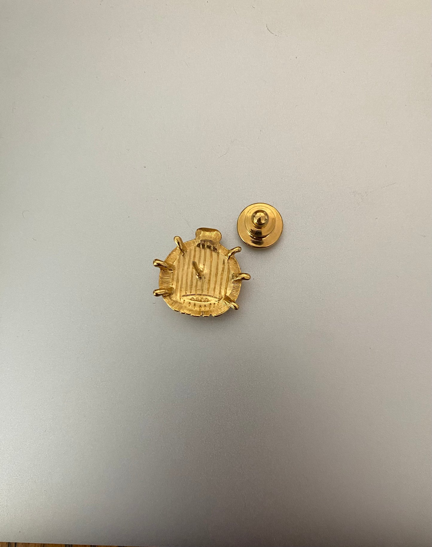 Gold Tone Red CZ Lady Bug Avon Oin Brooch